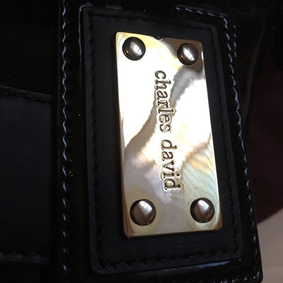 Charles David black patent leather handbag new! - Picture 7 of 15